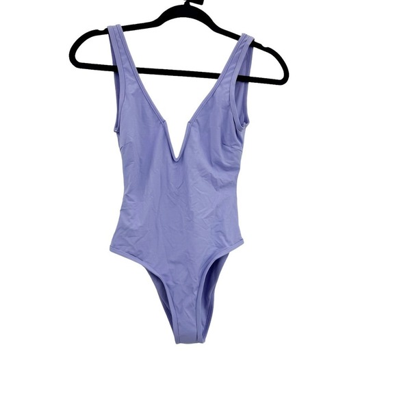 L Space Coco One Piece Swimsuit Deep V-Neck Lavender Purple Size S NWT - Picture 6 of 12